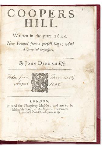 Denham, John (1615-1669) Poems and Translations with the Sophy.